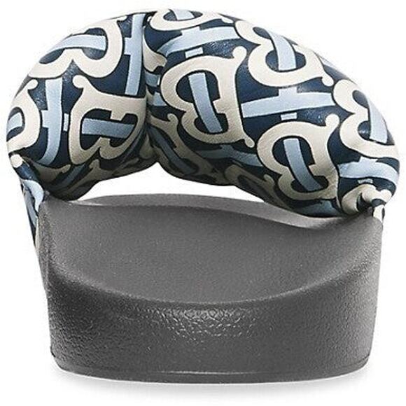 Burberry Furley Tb Flock Padded Leather Slides Navy/White - 9 - Picture 3 of 5